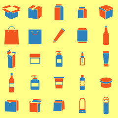 Packaging color icons on yellow background