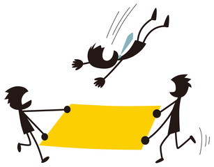 落ちてくる男性を助ける