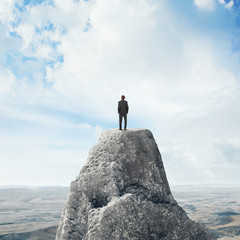 businessman standing on a peak