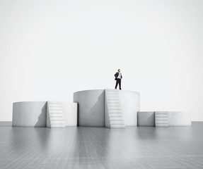man standing on highest podium