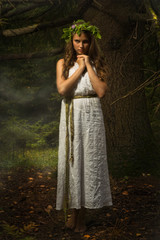 Slavonian girl in the deep forest