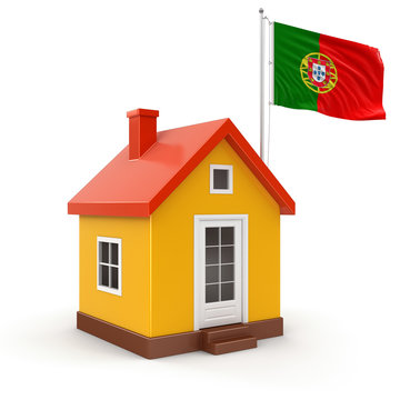 House and Portuguese Flag (clipping path included)