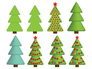 set of Christmas tree icons