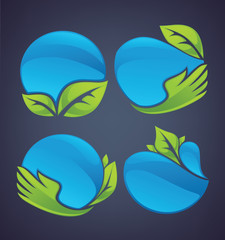 vector collection of ecology frames, labels and stickers