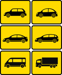 Fototapeta premium isolated cars on yellow buttons