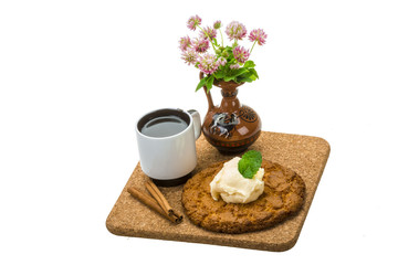 Breakfast wirh coffee and cookie