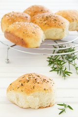 Scones with Parmesan and rosemary. Selective focus.
