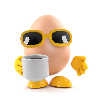 Egg has a cuppa
