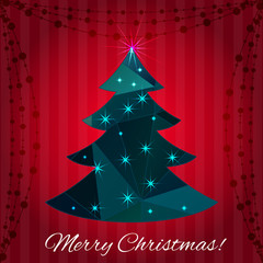 Christmas tree greeting card design. Vector illustration