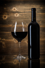 Wine bottles with glass