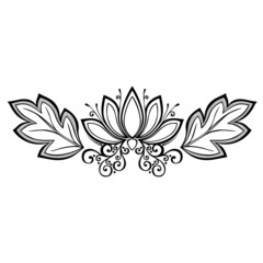 Beautiful Decorative Flower with Leaves (Vector)