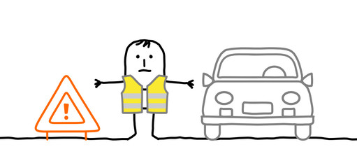 man with safety kit stopped on the road 