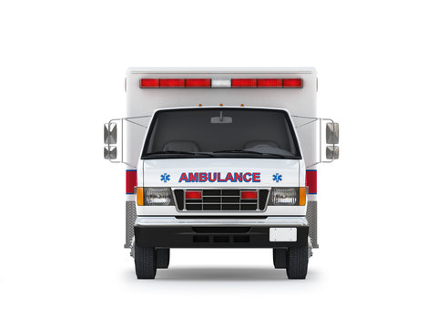 Ambulance Car Isolated on White Background. Front View