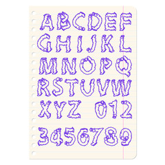 Hand drawing alphabet vector illustration set in black ink