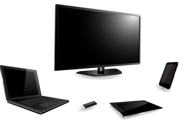 Smart Tv, Laptop, Tablet PC, Smart phone, and  Flash Drive tem