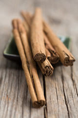Cinnamon sticks in a bowl