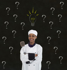 frican American Chef with chalk question ideas