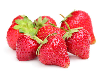 Strawberries on white background.