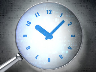 Time concept:  Clock with optical glass on digital background