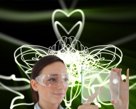 Doctor In Protective Glasses Holding Virtual Screen