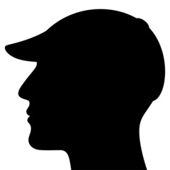 Man Head Silhouette with Cap isolated on white background