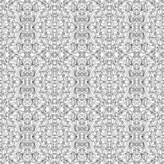 Seamless black and white pattern, floral abstraction