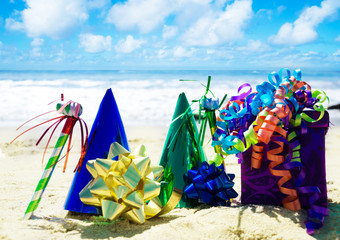 Birthday decorations on the beach