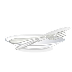 Cookware.Knife witch fork and plate