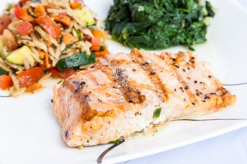 delicious grill Salmon with side dishes