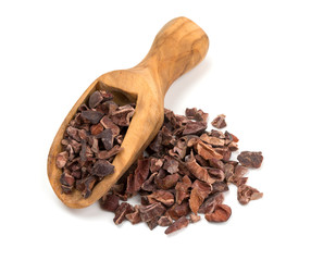 cocoa nibs isolated on white