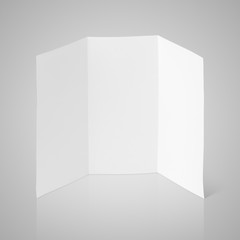 Empty white window fold flyer on gray with clipping path