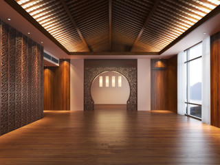 Empty Oriental design style interior