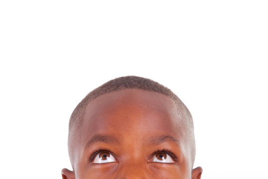 African American boy looking up  - Black people
