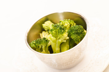 Steamed broccoli in a bowl