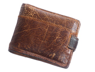 mens leather brown wallet isolated on white