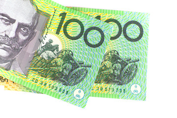 Close up of australian hundred dollar banknote