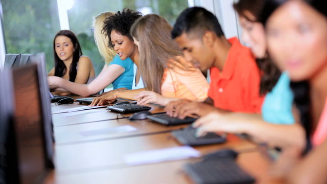 Class IT Studies Multi Ethnic Teenagers
