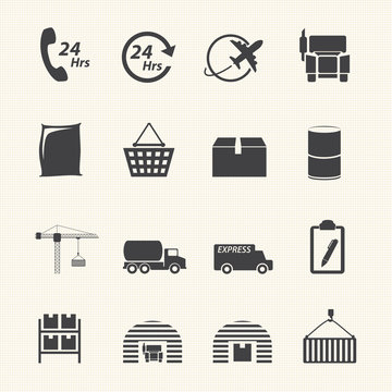 Logistic and shipping icon set on texture background