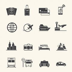 travel icons set