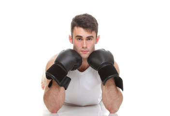 isolated studio picture from a young boxer