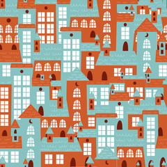 Houses seamless colorful pattern