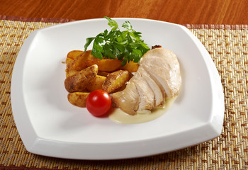 Roast chicken with potatoes
