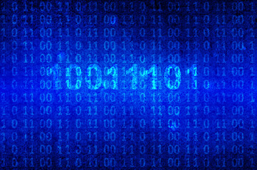 Binary code on abstract  grunge blue background