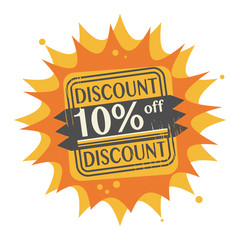 Stamp with the text 10 percent Off, Discount