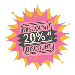 Stamp with the text 20 percent Off, Discount