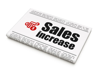 Advertising news concept: newspaper with Sales Increase and Calc