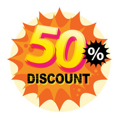 Abstract label or sticker with the text 50 percent Discount