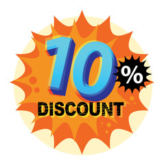 Abstract label or sticker with the text 10 percent Discount