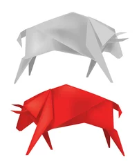 Afwasbaar Fotobehang Geometrische dieren Origami stier