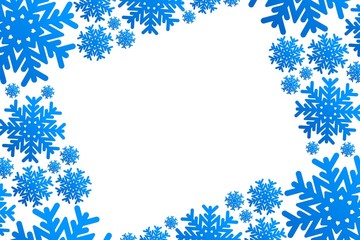 christmas frame with blue snowflakes